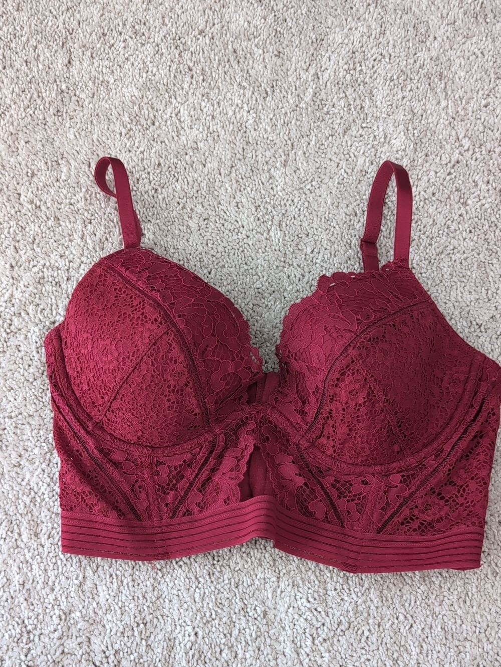 Victoria's Secret Red Lace Longline Bra